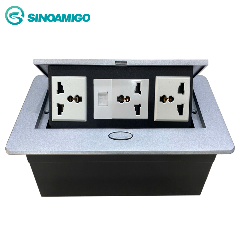 Hộp ổ điện âm bàn sinoamigo STS-201S-JF màu bạc