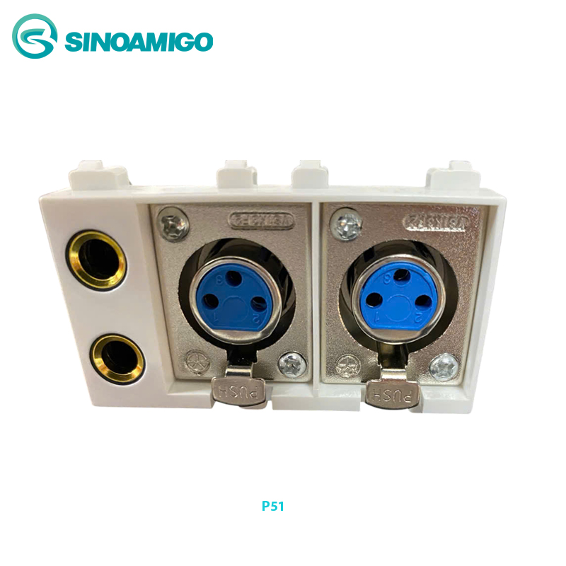 Ổ cắm âm thanh dual canon + audio jack 6.5 sinoamigo P51