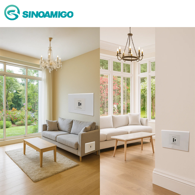 Ổ cắm sạc điện thoại cổng usb âm tường sinoamigo P21-QC1