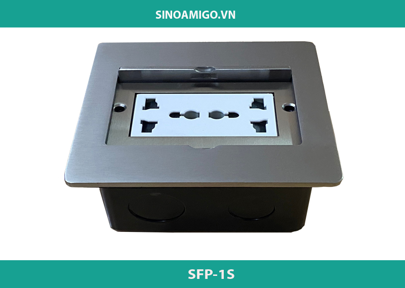 Hộp ổ điện âm sàn nắp trượt sinoamigo SFP-1 mầu bạc