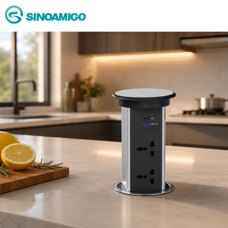 Ổ Cắm Điện &Acirc;m B&agrave;n Đảo SMT-6S M&agrave;u Bạc - Giải Ph&aacute;p Cấp Nguồn Th&ocirc;ng Minh Cho Kh&ocirc;ng Gian Hiện Đại