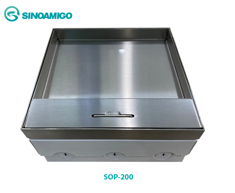 Hộp ổ điện âm sàn cao cấp sinoamigo SOP-200S với 12 ổ cắm tùy chọn