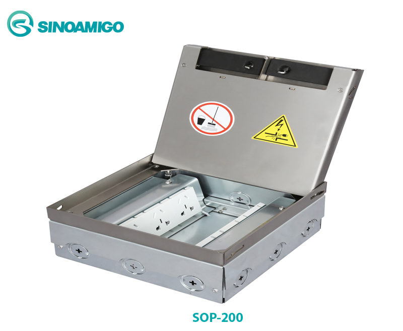 Hộp ổ điện âm sàn cao cấp sinoamigo SOP-200S với 12 ổ cắm tùy chọn