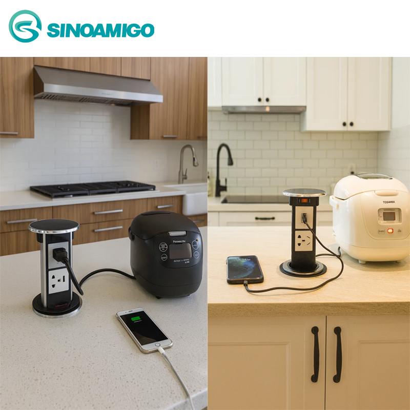 Hộp ổ cắm điện âm bàn đảo sinoamigo STP-1SW-2 màu vàng