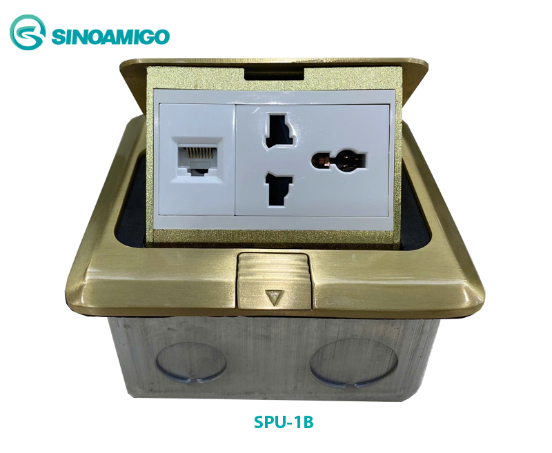 Hộp ổ cắm âm sàn câo cấp sinoamigo SPU-1B bằng đồng