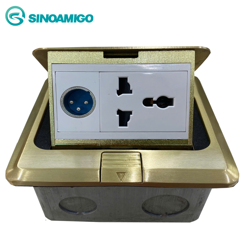 Hộp ổ cắm âm sàn câo cấp sinoamigo SPU-1B bằng đồng