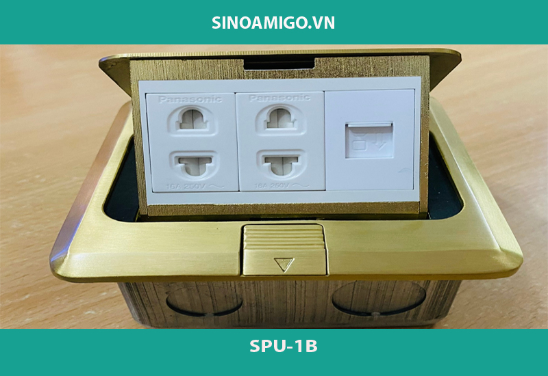 Ổ cắm âm sàn sinoamigo SPU-1BR  bằng đồng  lắp dây mạng, thoại, điện cao cấp
