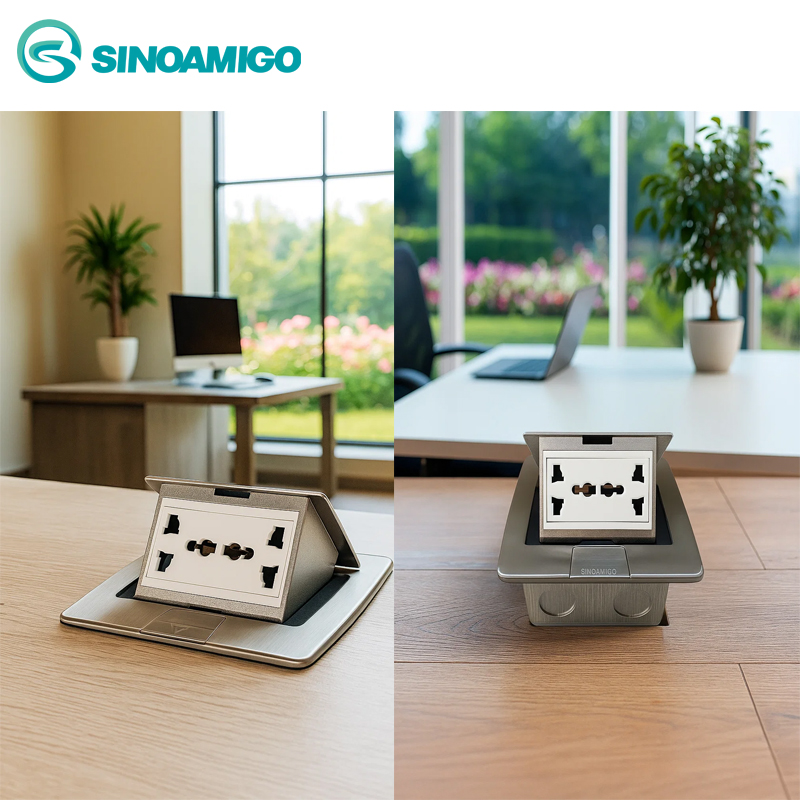 Ổ cắm điện âm sàn sino amigo SPU-3S mầu bạc