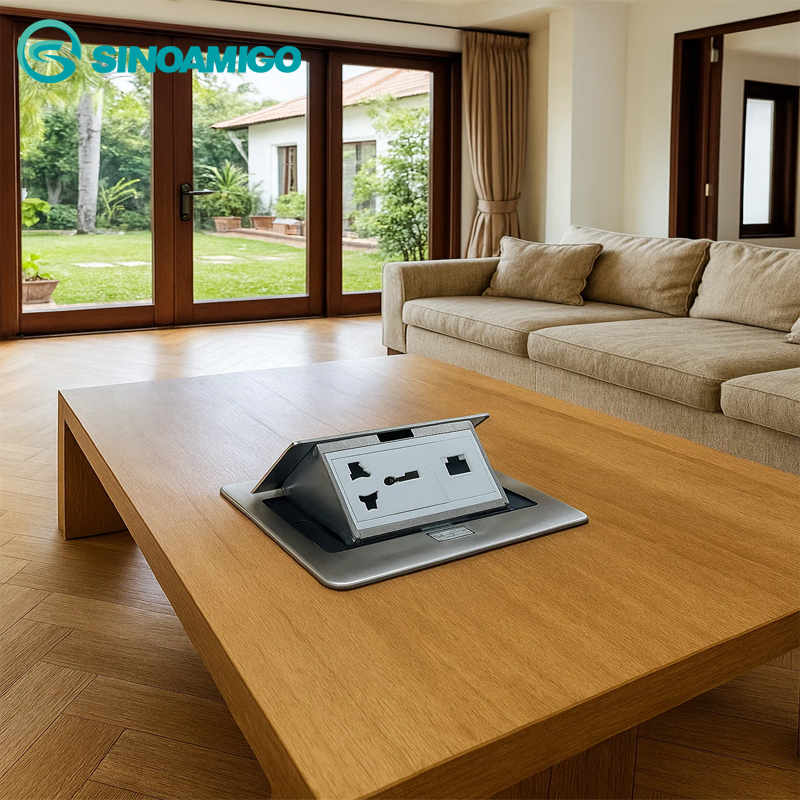 Ổ cắm điện âm sàn sino amigo SPU-3S mầu bạc