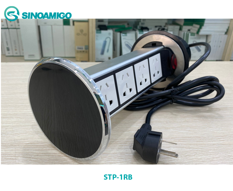 Hộp ổ cắm âm bàn sinoamigo cao cấp STP-1RB mặt màu đen chính hãng