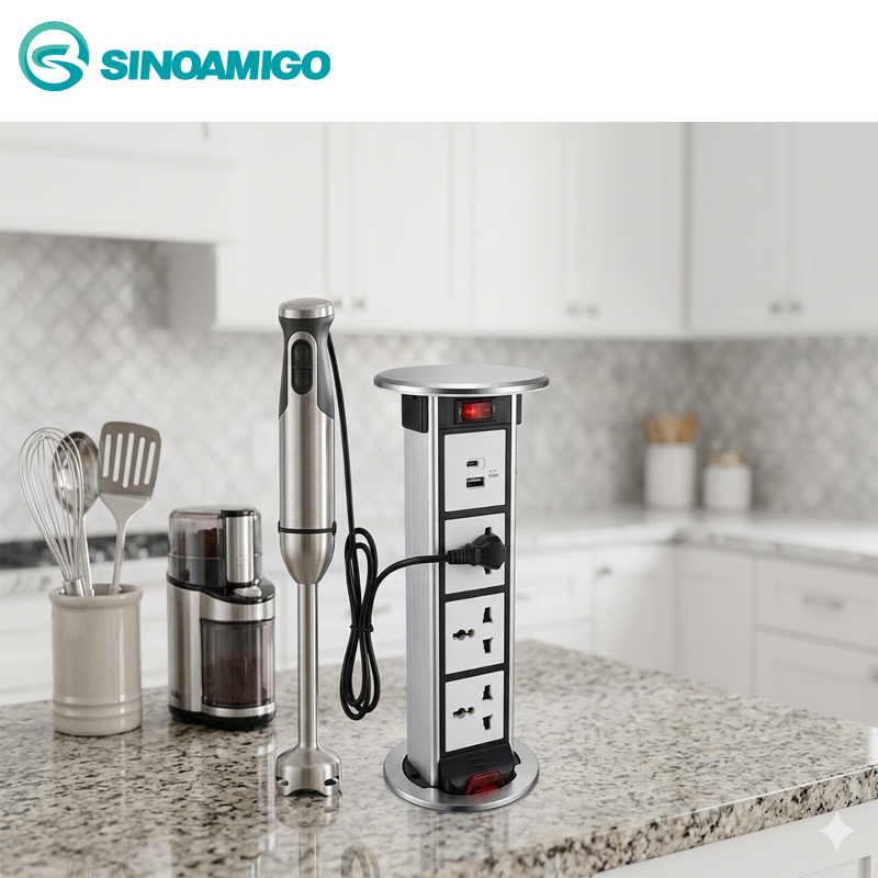 Hộp ổ cắm &acirc;m b&agrave;n đảo + sạc USB sinoamigo STP-1S cao cấp