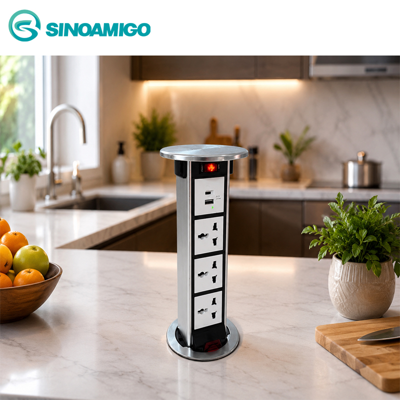 Hộp ổ cắm âm bàn đảo + sạc USB sinoamigo STP-1S cao cấp