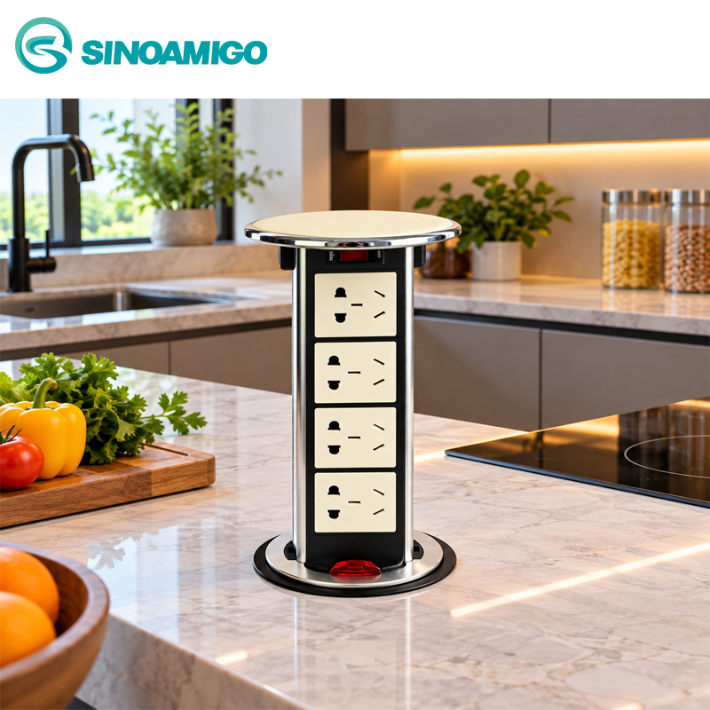 Hộp ổ điện âm bàn đảo cao cấp sinoamigo STP-1W màu trắng ngà