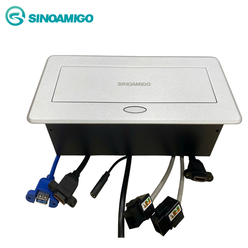 Hộp ổ cắm điện âm bàn sinoamigo STS-201GST-S màu bạc chính  hãng cao cấp