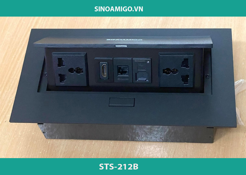 Hộp ổ cắm âm bàn cao cấp STS-212B chính hãng sinoamigo