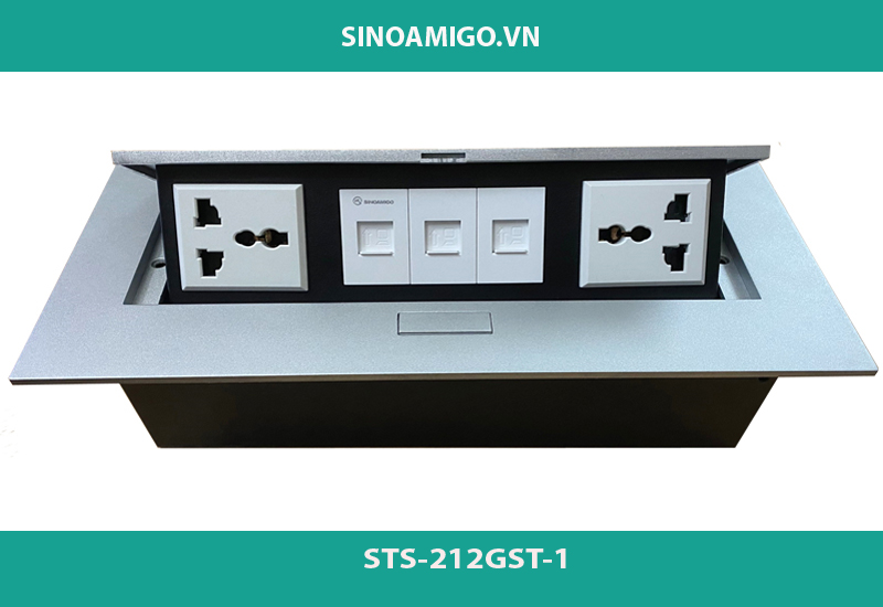 Hộp ổ điện âm bàn sinoamigo STS-212GST-1 cao cấp chính hãng với 5 thiết bị