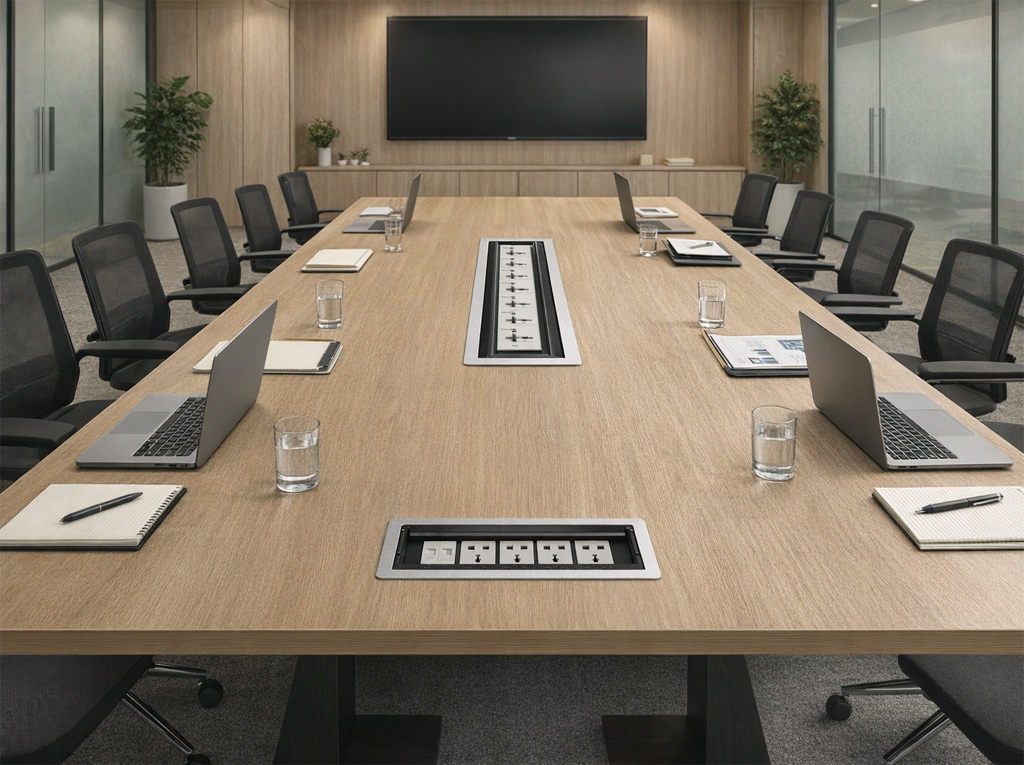 Hộp ổ điện &acirc;m b&agrave;n sinoamigo STS-7S/6F gồm 12 moduels lật hai b&ecirc;n h&agrave;ng c&acirc;o cấp th&iacute;ch hợp cho ph&ograve;ng họp lớn