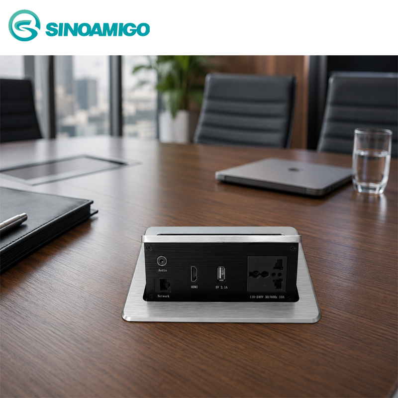 H&ocirc;p ổ điện &acirc;m b&agrave;n  cao cấp sinoamigo STS-900T mầu bạc