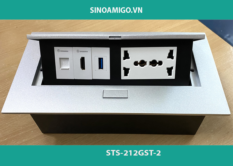 Hộp ổ điện âm bàn cao cấp sinoamigo STS-212GST-2 chính hãng