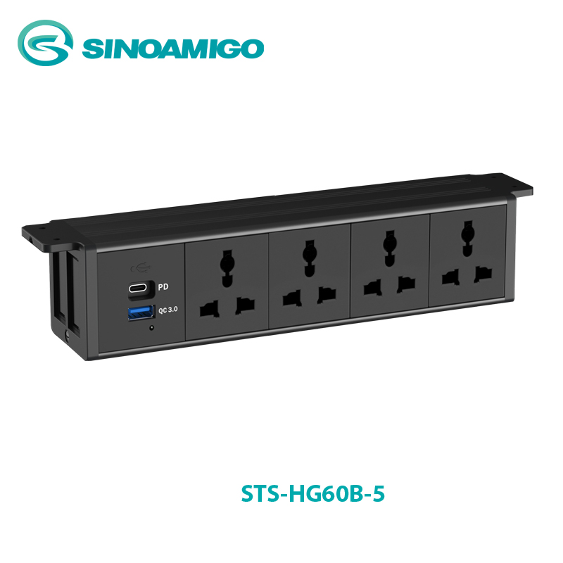 Hộp ổ điện lắp gầm bàn cao cấp sinoamigo STS-HG60B-5