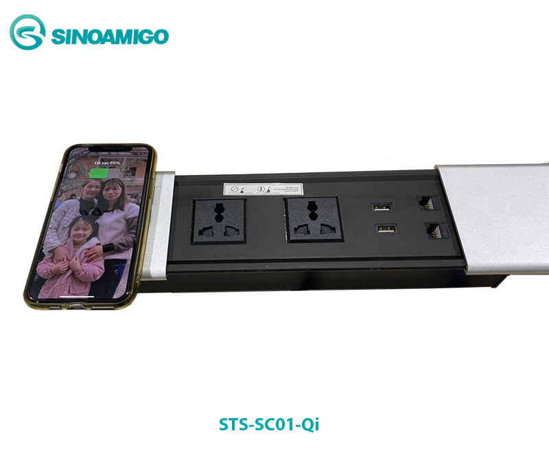 Hộp Ổ cắm âm bàn cao cấp sinoamigo STS-SC01-Qi chính hãng