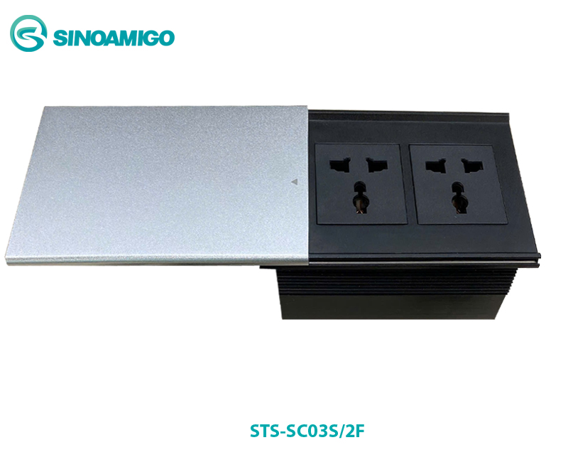 Hộp ổ điện âm bàn nắp trượt  cao cấp sinoamigo STS-SC03S/2F chính hãng