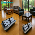 Hộp ổ điện âm sàn đôi SINOAMIGO SPU-52S màu bạc