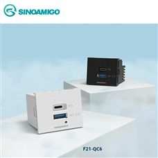 Hạt ổ cắm cổng USB type C+A Công xuất 45W hãng sinoamigo mã F21-QC6 chính hãng