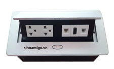 Hộp ổ cắm âm bàn Sinoamigo STS-201A gồm ( 2 ổ điện 3 chấu + 1 LAN, 1 TEL, 1 VGA) chính hãng