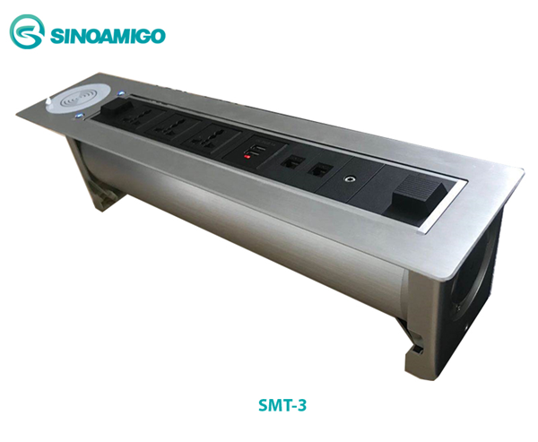 Hộp ổ cắm điện âm bàn cao cấp sinoamigo SMT-3 mở lắp tự động