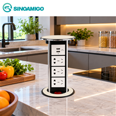 Hộp ổ điện âm bàn đảo cao cấp sinoamigo STP-1W màu trắng ngà