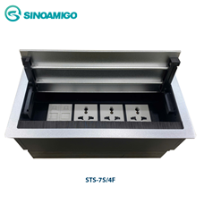 Hộp ổ điện âm bàn sinoamigo STS-7S/4F nắp lật 2 bên cao cấp mầu bạc