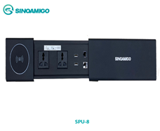 Hộp ổ điện âm bàn sinoamigo  STS-SC01-QI-B  nắp trượt mầu đen cao cấp