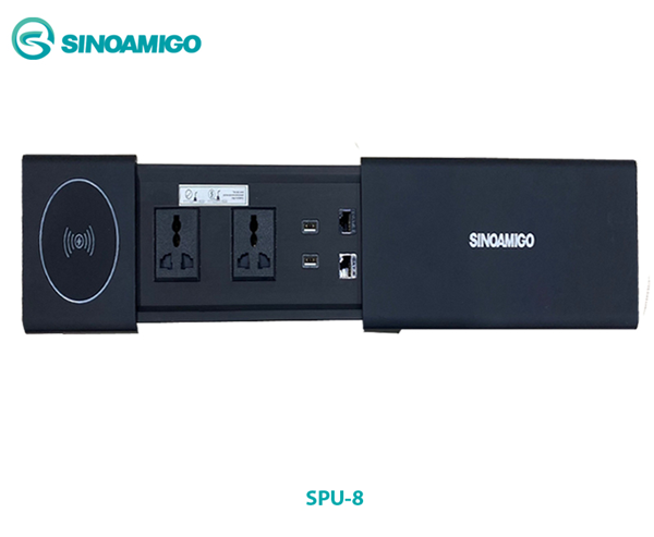 Hộp ổ điện âm bàn sinoamigo  STS-SC01-QI-B  nắp trượt mầu đen cao cấp