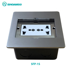 Hộp ổ điện âm sàn nắp trượt sinoamigo SFP-1S mầu bạc