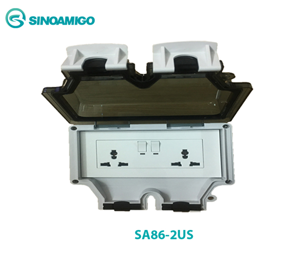 Ổ cắm điện chống nước 2 Ổ cắm 2 công tắc chính hãng sinoamigo SA86-2US