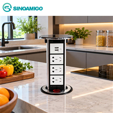 Ổ điện âm bàn đảo bếp Sinoamigo STP-1B cao cấp mặt màu đen